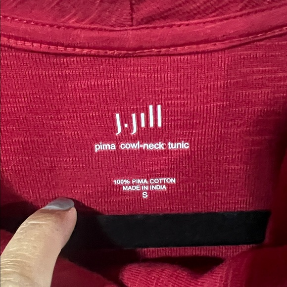 J Jill Pima Cotton Cowl Neck Tunic Top Women's Small Dark Red Burgundy - Picture 3 of 5